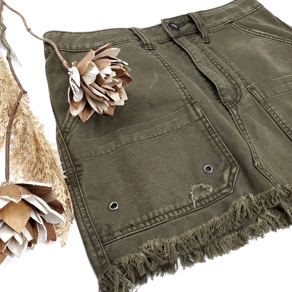 Free People Green Denim Jean Skirt Size 27 - Picture 8 of 8